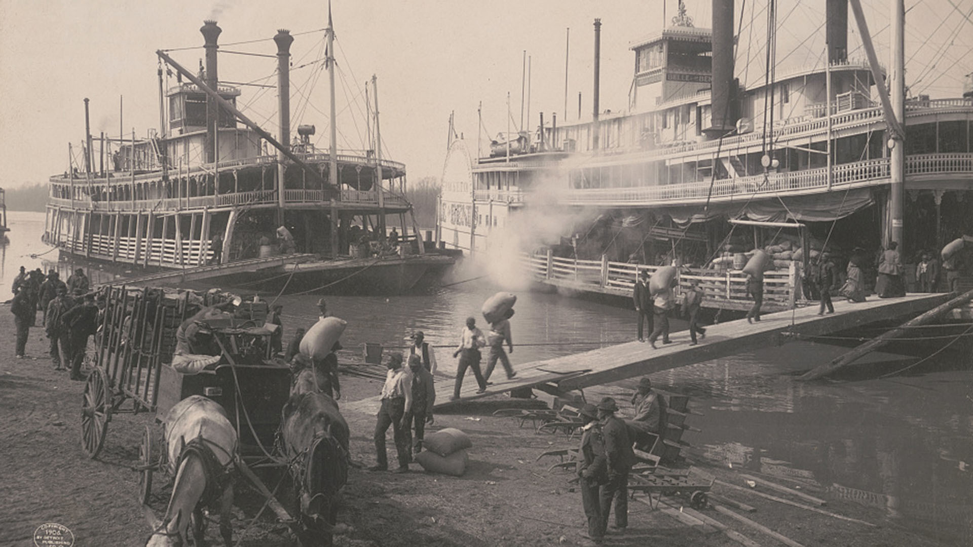 A Mississippi River Landing, circa 1909