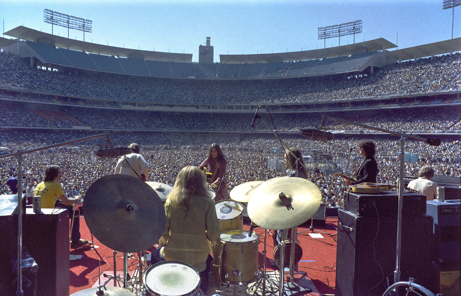 Elton John backstage at Dodger Stadium, 1975