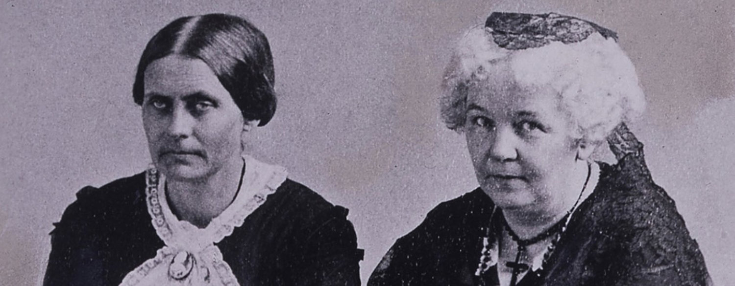 A black-and-white image of both Elizabeth Cady Stanton and Susan B. Anthony side-by-side.