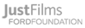 A gray text logo for Just Films / Ford Foundation