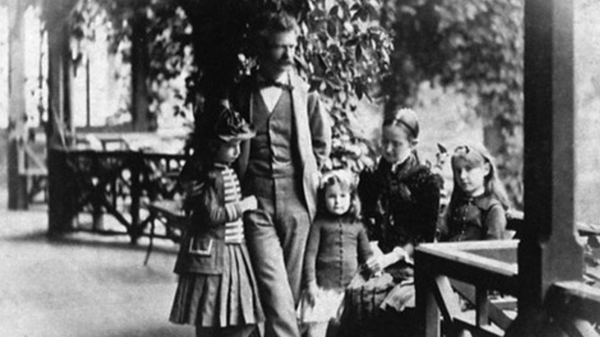 Samuel Clemens at home with his family, Hartford, Connecticut.